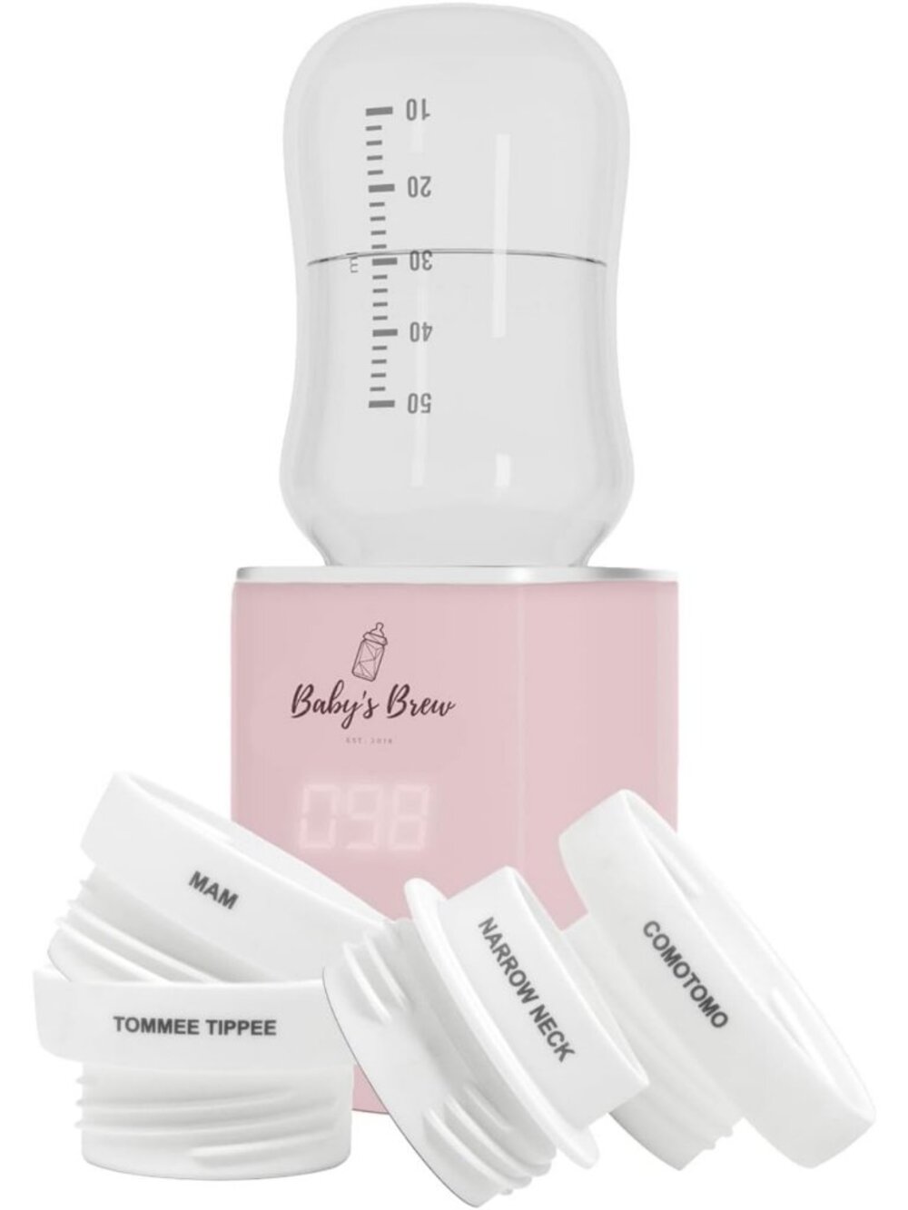 Portable Cordless Baby Bottle Warmer with Adapter Set - Pink, Travel-Friendly